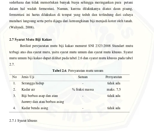 Tabel 2.6. Persyaratan mutu umum 