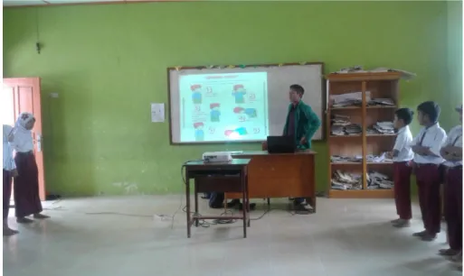 Foto Guru menampilkan dan menjelaskan gambar tentang bagaimana lafal niat shalat subuh
