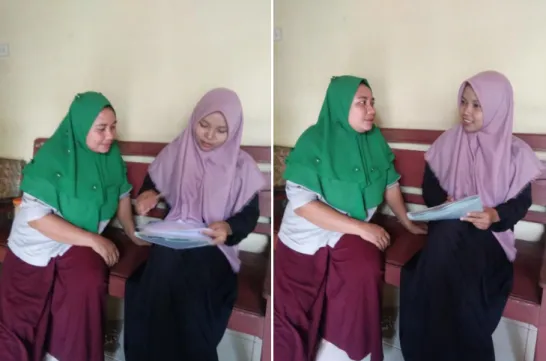Foto  2  :  Penulis  melakukan  wawancara  dengan  Ibu  Almunawaroh,  orangtua  dari  Ela  Resti  Ananta  pada tanggal  19  Mei  2019  pukul  09:30  WIB