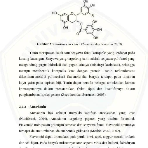 Gambar 2.3 Struktur kimia tanin (Zeeuthen dan Sorensen, 2003). 