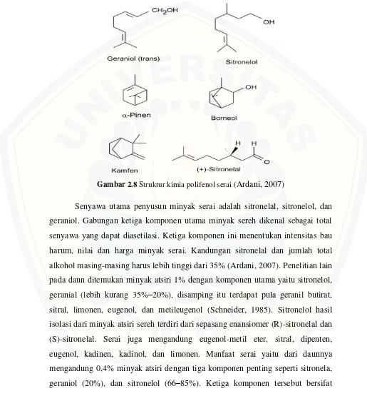 Gambar 2.8 Struktur kimia polifenol serai (Ardani, 2007) 