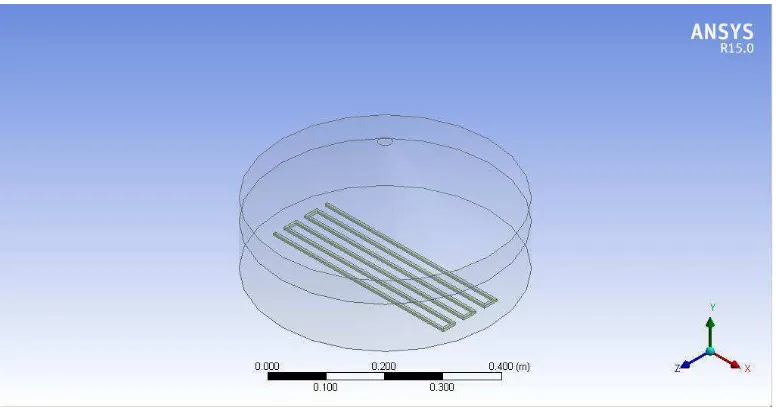Gambar 4.1 Model 3D Geometry Evaporator pada Ansys 15.0. 