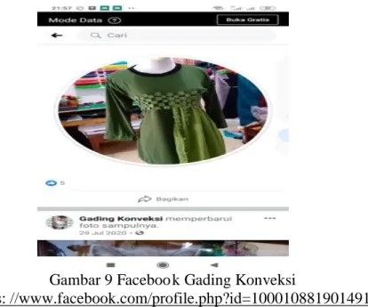 Gambar 9 Faceboo k Gading Konveksi 