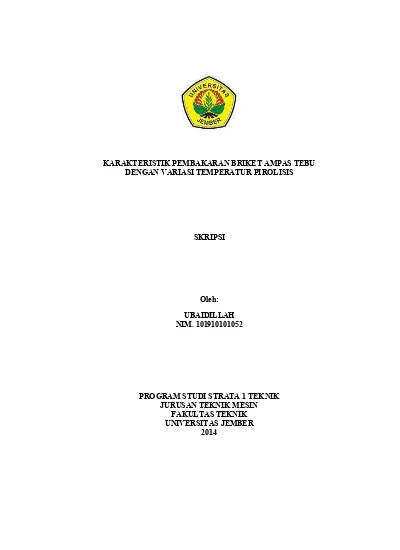 Karakteristik Pembakaran Briket Ampas Tebu Dengan Variasi Temperatur