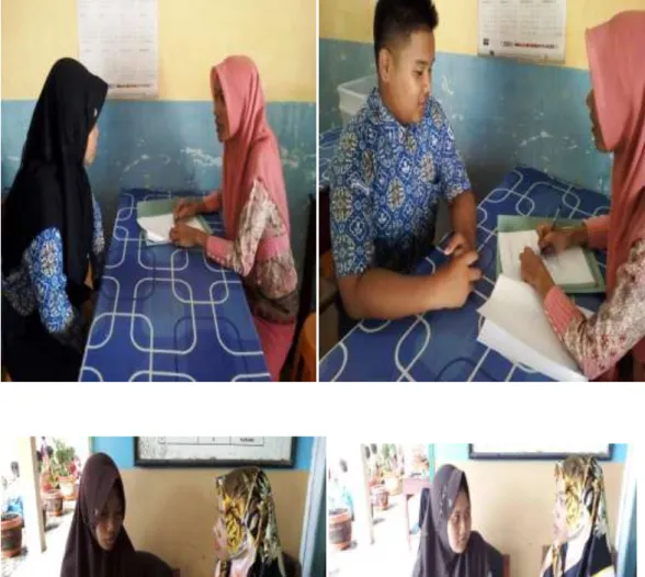 Foto  3.  Penulis  Melakukan  Wawancara  dengan  Siswa-Siswi  di  SMP  Negeri  3  Batanghari Lampung Timur pada Tanggal 19-20 Juli 2018, Pukul 10:00 WIB