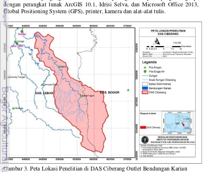 Gambar 3. Peta Lokasi Penelitian di DAS Ciberang Outlet Bendungan Karian 