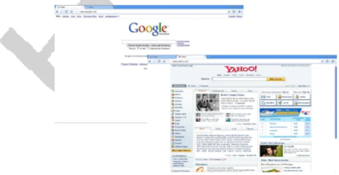Gambar 2.1: Contoh  Tampilan Mesin Pencari Google dan Yahoo 