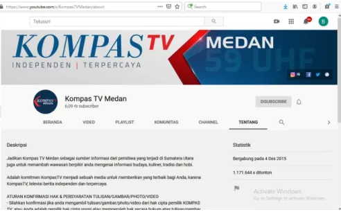 Gambar 4.1 Channel YouTube KOMPAS TV Biro Medan pada  tanggal 11 Juli 2020 