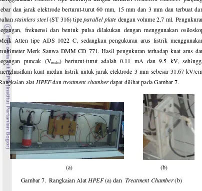 Gambar 7.  Rangkaian Alat HPEF (a) dan  Treatment Chamber (b) 