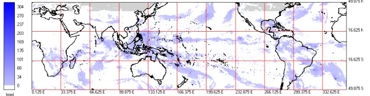 Gambar 11 Contoh Hasil Keluaran Program untuk Unsur Cuaca Curah Hujan global 50 o LU –   50o LS 