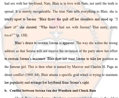 table without correcting Serena‘s address. (p. 93) Their conflict arises when Blair eventually knows the fact that Serena had 