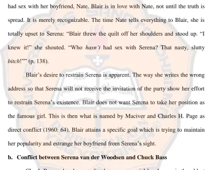 table without correcting Serena‘s address. (p. 93) Their conflict arises when Blair eventually knows the fact that Serena had 