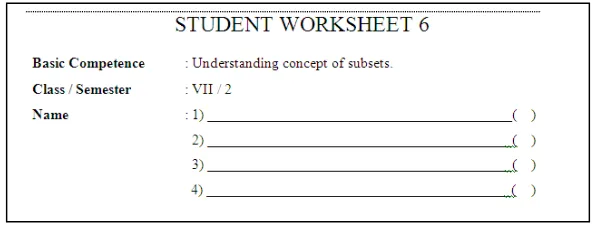 Gambar 1. Bagian awal student worksheet