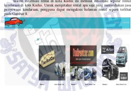 Gambar 8 Halaman Rental Kendaraan 