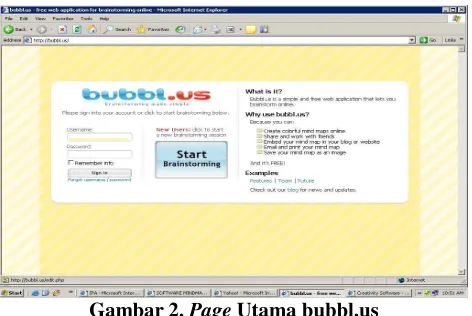 Gambar 2. Page Utama bubbl.us 