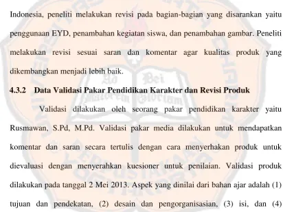 Tabel 3 . Komentar pakar pembelajaran Bahasa Indonesia dan 