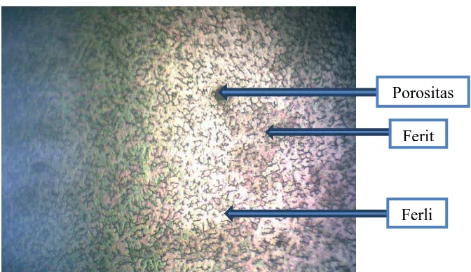 Gambar   4.3  Hasil foto mikro dengan elektroda E 308L diameter 2,6 mm dan 