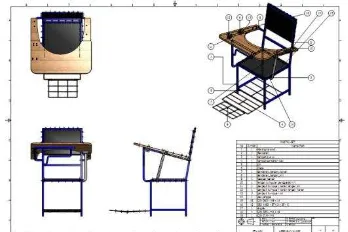 Gambar 3. Rancangan Gambar Produksi  Meja bangku ergonomis untuk murid Sekolah Dasar  Kelas Satu dan Dua sebelum revisi dengan Mitra  