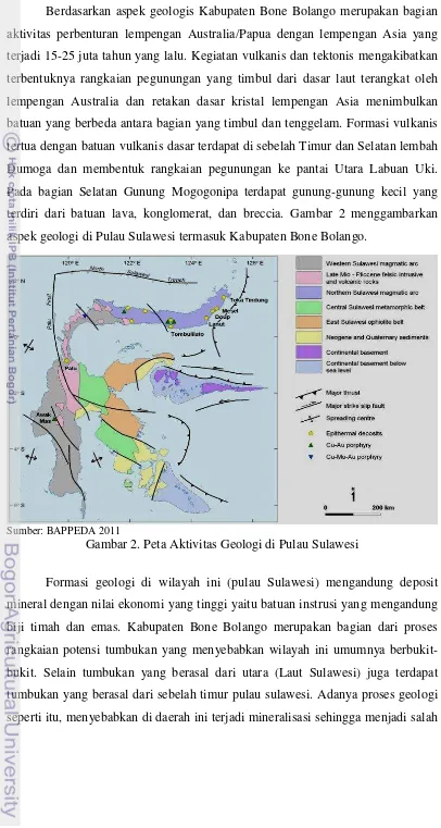 Gambar 2. Peta Aktivitas Geologi di Pulau Sulawesi 