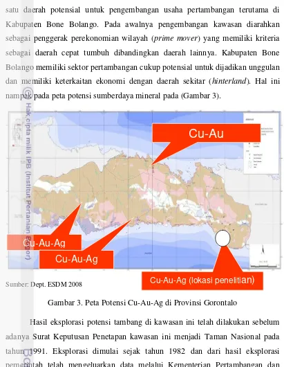 Gambar 3. Peta Potensi Cu-Au-Ag di Provinsi Gorontalo 