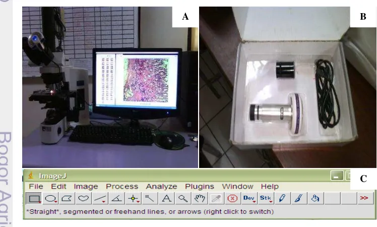 Gambar 9 Perangkat elektronik untuk pengambilan fotografi mikro lambung mencit. A. 