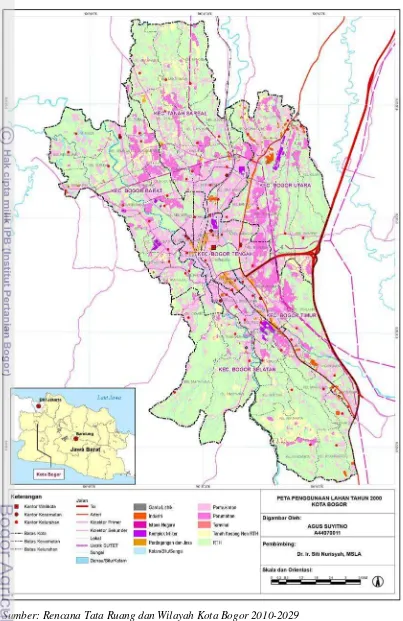Gambar 3. Peta penggunaan lahan Kota Bogor tahun 2000 
