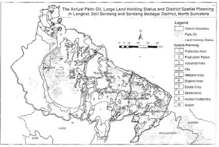 Figure 3.  Spatial pattern of Oil palm and Land status regarding Spatial Planning in North Sumatra 