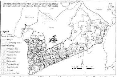 Figure 4.  Spatial pattern of Oil palm and Land status regarding Spatial Planning in South Borneo 