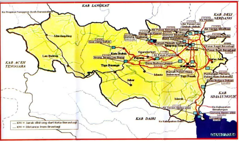 Gambar 3.1 Peta Pariwisata Kabupaten Karo 