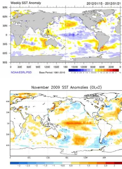 Gambar 3 Anomali suhu permukaan laut 