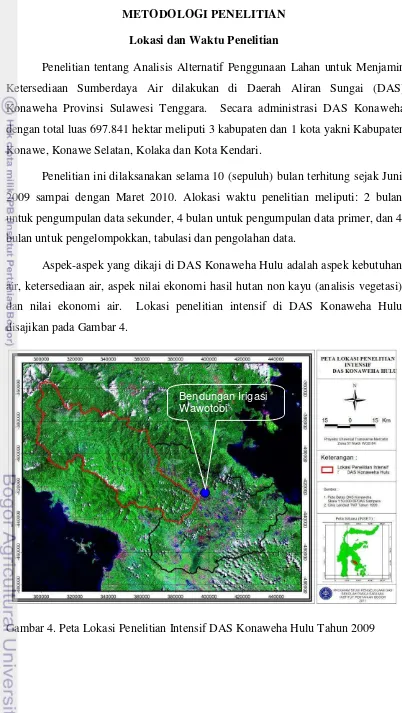 Gambar 4. Peta Lokasi Penelitian Intensif DAS Konaweha Hulu Tahun 2009 