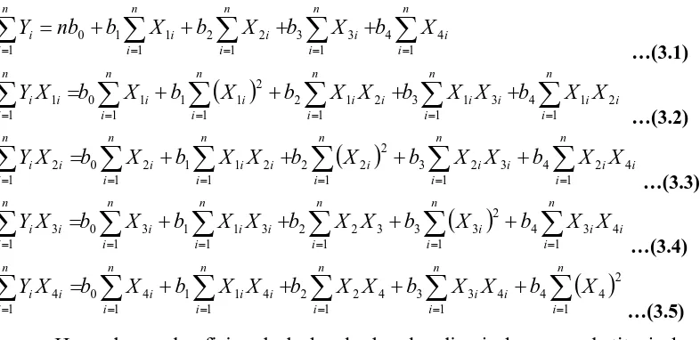 Tabel 3.2 ke dalam persamaan normal. Sehingga diperoleh : 