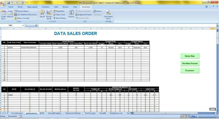 Gambar 6.8 Worksheet Pemesanan 