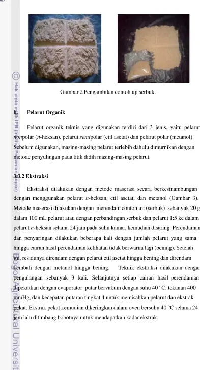 Gambar 2 Pengambilan contoh uji serbuk. 