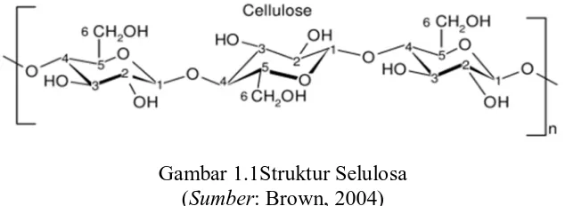 Gambar 1.1Struktur Selulosa (Sumber: Brown, 2004) 