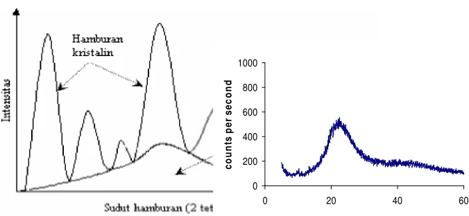 Gambar 4. Difraktogram polimer semikristalin