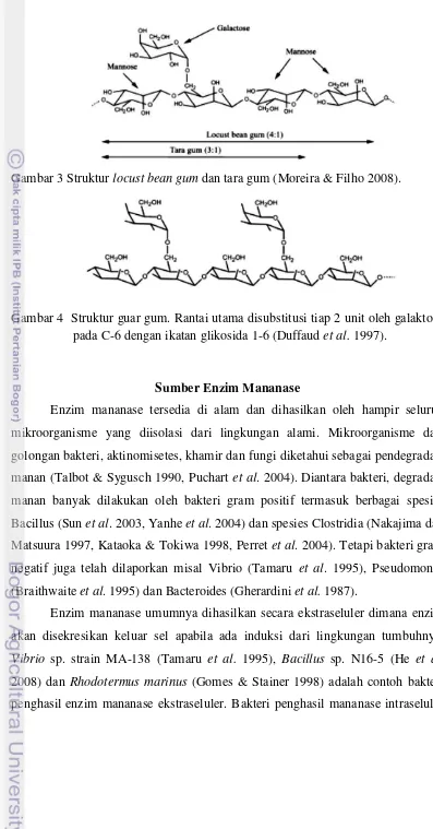 Gambar 3 Struktur locust bean gum dan tara gum (Moreira & Filho 2008). 