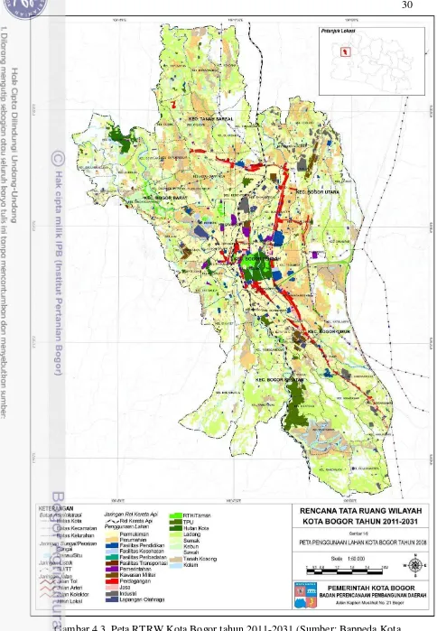 Gambar 4.3  Peta RTRW Kota Bogor tahun 2011-2031 (Sumber: Bappeda Kota 