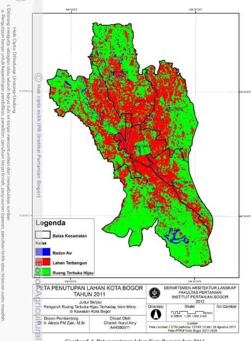 Gambar 5.4  Peta penutupan lahan Kota Bogor tahun 2011 