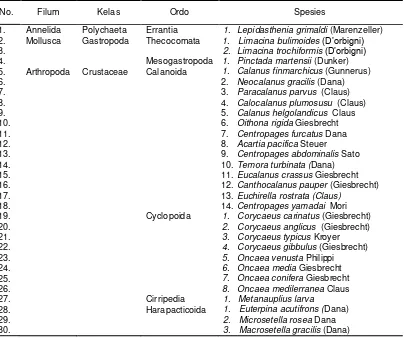 Tabel 4. Klasifikasi dan Deskripsi Zooplankton yang Ditemukan di Perairan Teluk Palu 