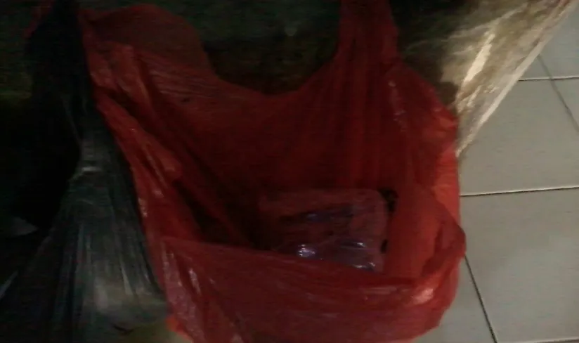 Gambar 9.  Tempat sampah berupa Keranjang dari anyaman bambu yang   terdapat di halaman rumah di Lingkungan 20 Kelurahan Terjun Kecamatan Medan Marelan 