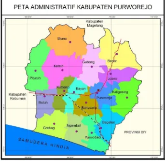 Gambar 1 : Peta Administratif Kabupaten Purworejo Sumber : BPD Pemerintah Kabupaten Purworejo 