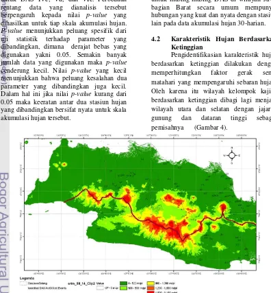 Gambar 4  Peta pemisahan wilayah utara-selatan stasiun hujan di   Jawa Barat