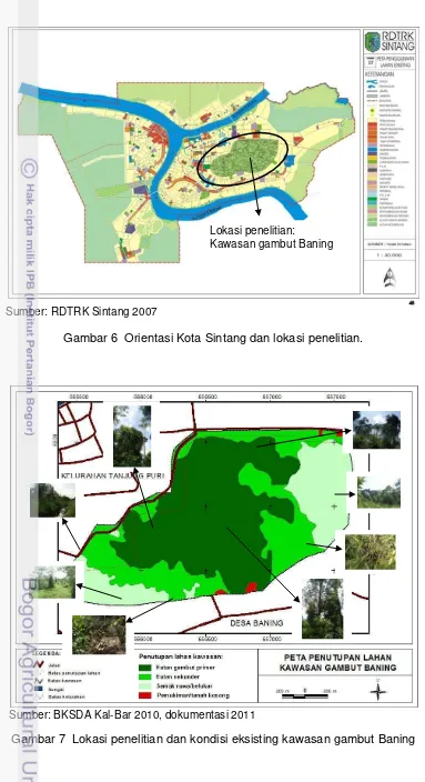 Gambar 6  Orientasi Kota Sintang dan lokasi penelitian. 