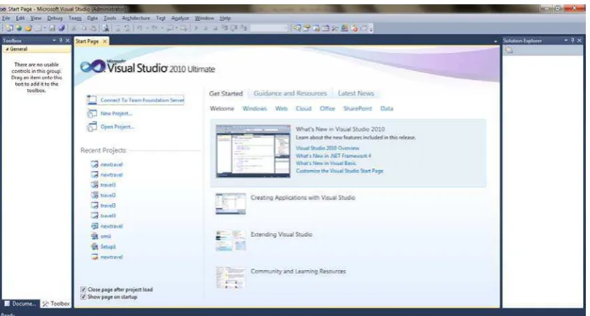 Gambar 2.1 Tampilan Awal Visual Studio 2010 