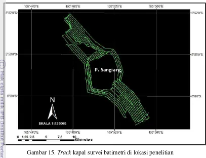 Gambar 15. Track kapal survei batimetri di lokasi penelitian  
