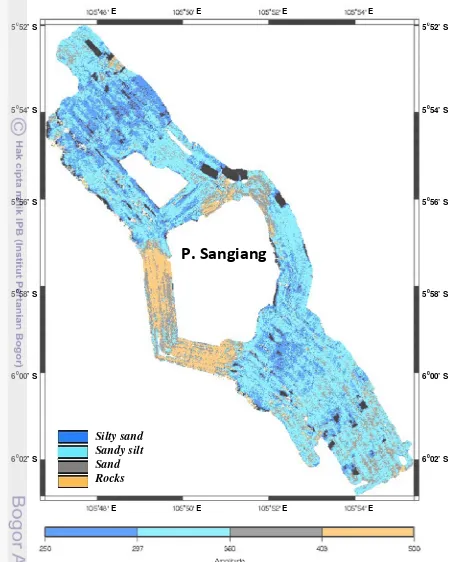 Gambar 19. Peta klasifikasi jenis sedimen dasar perairan di lokasi penelitian 