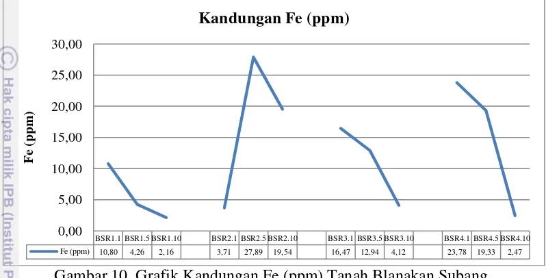 Gambar 10. Grafik Kandungan Fe (ppm) Tanah Blanakan Subang. 