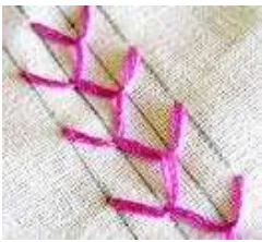 Gambar 10. Tusuk Datar ( Fishbone stitch) (www.embroidery.rocksea.org) 