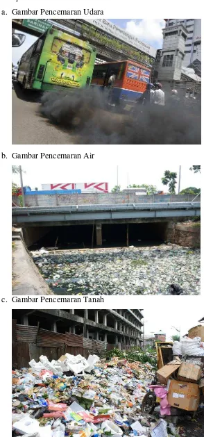 Gambar di atas digunakan guru untuk menjelaskan pencemaran yang terjadi di lingkungan dan penyebabnya
